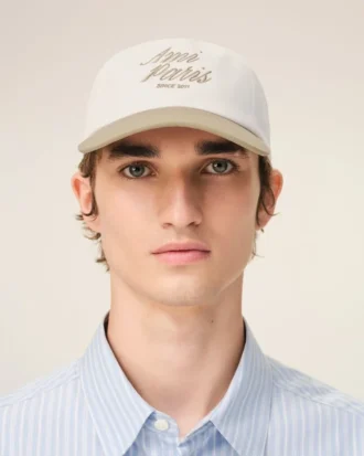 Beige and White Bicolor Cotton Ami Paris Cap