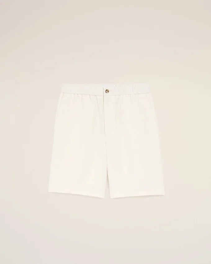 Beige Blended Linen Elasticated Waist Ami De Coeur Shorts Beige Blended Linen Elasticated Waist Ami De Coeur Shorts