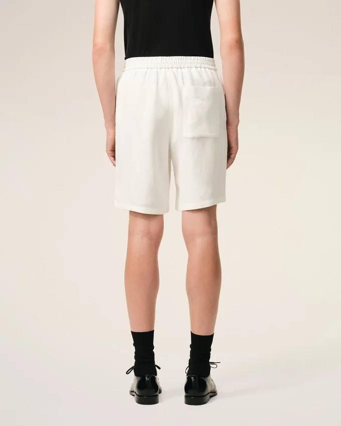 Beige Blended Linen Elasticated Waist Ami De Coeur Shorts Beige Blended Linen Elasticated Waist Ami De Coeur Shorts