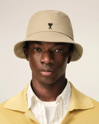Beige Cotton Ami De Coeur Bucket Hat