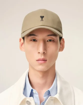 Beige Cotton Ami De Coeur Embroidery Cap