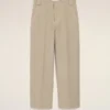 Beige Cotton Baggy Trousers