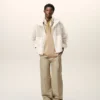 Beige Cotton Baggy Trousers