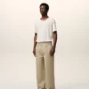 Beige Cotton Baggy Trousers