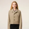 Beige Cotton Buttoned Jacket