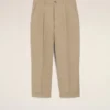 Beige Cotton Carrot Oversized Trousers
