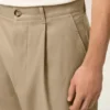 Beige Cotton Carrot Oversized Trousers