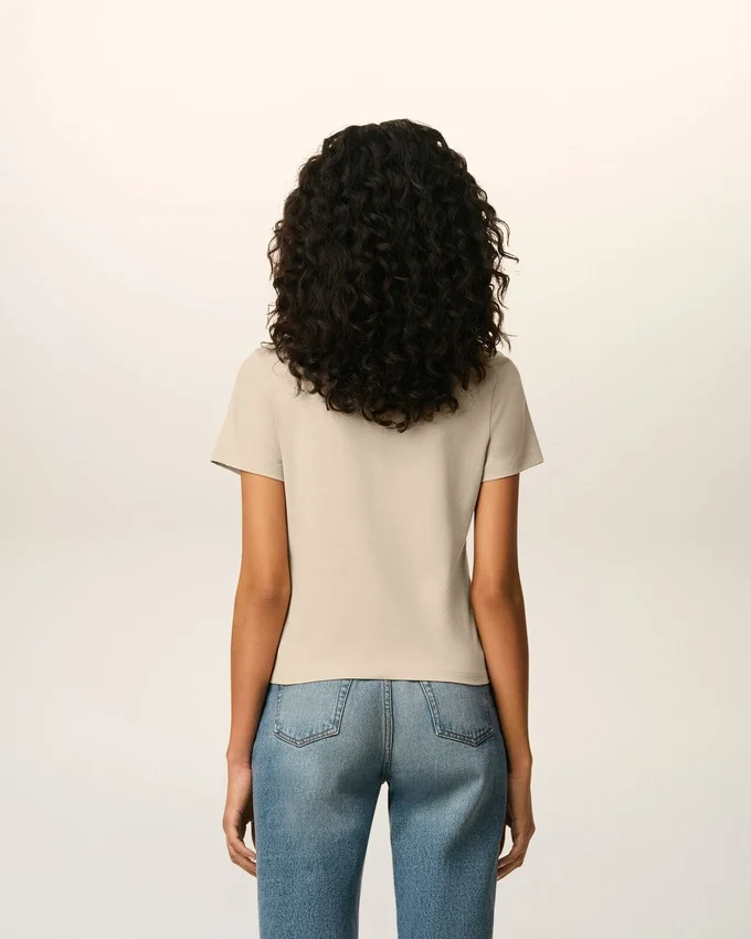 Beige Cotton Cropped Ami De Coeur T-Shirt Beige Cotton Cropped Ami De Coeur T-Shirt