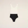Black and White Nylon One Piece Swimsuit