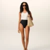 Black and White Nylon One Piece Swimsuit