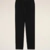 Black Blended Linen Elasticated Waist Trousers Black Blended Linen Elasticated Waist Trousers
