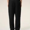 Black Blended Linen Elasticated Waist Trousers Black Blended Linen Elasticated Waist Trousers