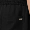 Black Blended Linen Elasticated Waist Trousers Black Blended Linen Elasticated Waist Trousers