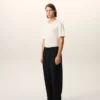 Black Blended Linen Elasticated Waist Trousers Black Blended Linen Elasticated Waist Trousers