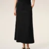 Black Blended Linen Tailor Construction Long Trapeze Skirt Black Blended Linen Tailor Construction Long Trapeze Skirt