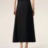 Black Blended Linen Tailor Construction Long Trapeze Skirt Black Blended Linen Tailor Construction Long Trapeze Skirt