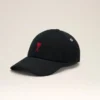 Black Cotton Ami De Coeur Embroidery Cap