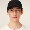 Black Cotton Ami De Coeur Embroidery Cap