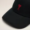 Black Cotton Ami De Coeur Embroidery Cap