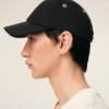 Black Cotton Ami De Coeur Embroidery Cap