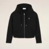 Black Cotton Ami De Coeur Zipped Hoodie