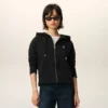 Black Cotton Ami De Coeur Zipped Hoodie