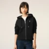 Black Cotton Ami De Coeur Zipped Hoodie