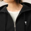 Black Cotton Ami De Coeur Zipped Hoodie