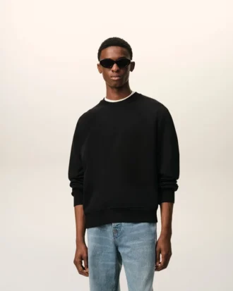 Black Cotton Embossed Ami De Coeur Sweatshirt Black Cotton Embossed Ami De Coeur Sweatshirt