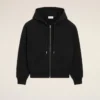 Black Cotton Embossed Ami De Coeur Zipped Hoodie Black Cotton Embossed Ami De Coeur Zipped Hoodie