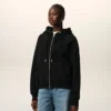 Black Cotton Embossed Ami De Coeur Zipped Hoodie Black Cotton Embossed Ami De Coeur Zipped Hoodie