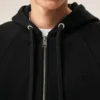 Black Cotton Embossed Ami De Coeur Zipped Hoodie Black Cotton Embossed Ami De Coeur Zipped Hoodie