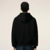 Black Cotton Embossed Ami De Coeur Zipped Hoodie Black Cotton Embossed Ami De Coeur Zipped Hoodie