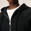 Black Cotton Embossed Ami De Coeur Zipped Hoodie Black Cotton Embossed Ami De Coeur Zipped Hoodie