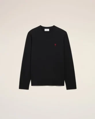 Black Cotton Red Ami De Coeur Longlseeves Tshirt Black Cotton Red Ami De Coeur Longlseeves Tshirt