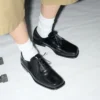 Black Cow Leather Derbies Shoes Black Cow Leather Derbies Shoes