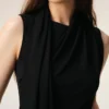 Black Jersey Sleeveless Lavalliere Top Black Jersey Sleeveless Lavalliere Top