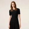Black Knit Mini Godet Dress Black Knit Mini Godet Dress