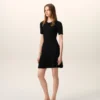 Black Knit Mini Godet Dress Black Knit Mini Godet Dress