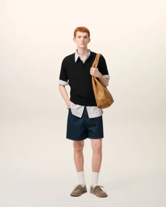 Black Knit Short Sleeves Polo