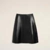 Black Lamb Leather Midi Trapeze Skirt Black Lamb Leather Midi Trapeze Skirt
