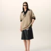 Black Lamb Leather Midi Trapeze Skirt Black Lamb Leather Midi Trapeze Skirt