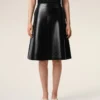 Black Lamb Leather Midi Trapeze Skirt Black Lamb Leather Midi Trapeze Skirt