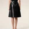 Black Lamb Leather Midi Trapeze Skirt Black Lamb Leather Midi Trapeze Skirt