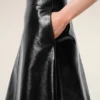 Black Lamb Leather Midi Trapeze Skirt Black Lamb Leather Midi Trapeze Skirt