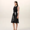 Black Lamb Leather Midi Trapeze Skirt Black Lamb Leather Midi Trapeze Skirt