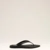 Black Lamb Leather Pointed Toe Flip Flops Black Lamb Leather Pointed Toe Flip Flops