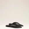 Black Lamb Leather Pointed Toe Flip Flops Black Lamb Leather Pointed Toe Flip Flops