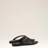 Black Lamb Leather Pointed Toe Flip Flops Black Lamb Leather Pointed Toe Flip Flops