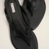Black Lamb Leather Pointed Toe Flip Flops Black Lamb Leather Pointed Toe Flip Flops